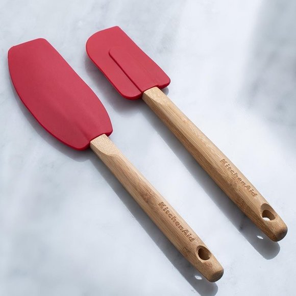 NEW Kitchen Aid 2-Piece Red Silicone Bamboo Spatula Set - Picture 3 of 5